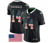 Men's New York Jets #14 Sam Darnold Limited Black Rush USA Flag Football Jersey