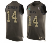 Men's New York Jets #14 Sam Darnold Limited Green Salute to Service Tank Top Football Jersey