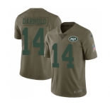 Men's New York Jets #14 Sam Darnold Limited Olive 2017 Salute to Service Football Jersey