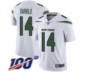 Men's New York Jets #14 Sam Darnold White Vapor Untouchable Limited Player 100th Season Football Jersey