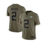 Men's New York Jets #2 Zach Wilson 2022 Olive Salute To Service Limited Stitched Jersey