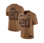Men's New York Jets #20 Breece Hall 2023 Brown Salute To Service Limited Football Stitched Jersey