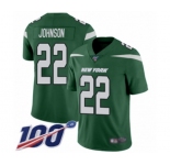 Men's New York Jets #22 Trumaine Johnson Green Team Color Vapor Untouchable Limited Player 100th Season Football Jersey