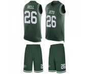 Men's New York Jets #26 Le'Veon Bell Limited Green Tank Top Suit Football Jersey