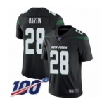 Men's New York Jets #28 Curtis Martin Black Alternate Vapor Untouchable Limited Player 100th Season Football Jersey