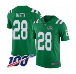Men's New York Jets #28 Curtis Martin Limited Green Rush Vapor Untouchable 100th Season Football Jersey