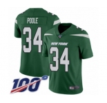 Men's New York Jets #34 Brian Poole Green Team Color Vapor Untouchable Limited Player 100th Season Football Jersey
