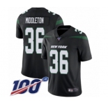 Men's New York Jets #36 Doug Middleton Black Alternate Vapor Untouchable Limited Player 100th Season Football Jersey