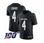 Men's New York Jets #4 Lac Edwards Black Alternate Vapor Untouchable Limited Player 100th Season Football Jersey