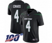 Men's New York Jets #4 Lac Edwards Black Alternate Vapor Untouchable Limited Player 100th Season Football Jersey