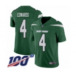 Men's New York Jets #4 Lac Edwards Green Team Color Vapor Untouchable Limited Player 100th Season Football Jersey