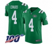 Men's New York Jets #4 Lac Edwards Limited Green Rush Vapor Untouchable 100th Season Football Jersey