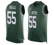 Men's New York Jets #55 Ryan Kalil Limited Green Player Name & Number Tank Top Football Jersey