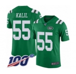 Men's New York Jets #55 Ryan Kalil Limited Green Rush Vapor Untouchable 100th Season Football Jersey