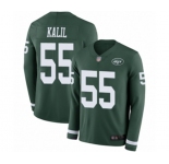 Men's New York Jets #55 Ryan Kalil Limited Green Therma Long Sleeve Football Jersey