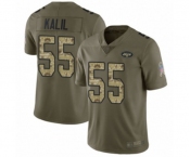 Men's New York Jets #55 Ryan Kalil Limited Olive Camo 2017 Salute to Service Football Jersey