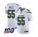 Men's New York Jets #55 Ryan Kalil White Vapor Untouchable Limited Player 100th Season Football Jersey
