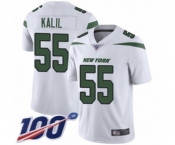 Men's New York Jets #55 Ryan Kalil White Vapor Untouchable Limited Player 100th Season Football Jersey