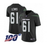 Men's New York Jets #61 Alex Lewis Black Alternate Vapor Untouchable Limited Player 100th Season Football Jersey