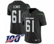 Men's New York Jets #61 Alex Lewis Black Alternate Vapor Untouchable Limited Player 100th Season Football Jersey