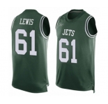 Men's New York Jets #61 Alex Lewis Limited Green Player Name & Number Tank Top Football Jersey