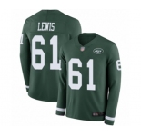 Men's New York Jets #61 Alex Lewis Limited Green Therma Long Sleeve Football Jersey