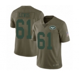 Men's New York Jets #61 Alex Lewis Limited Olive 2017 Salute to Service Football Jersey