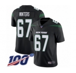 Men's New York Jets #67 Brian Winters Black Alternate Vapor Untouchable Limited Player 100th Season Football Jersey