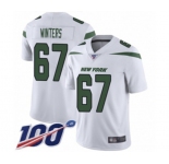 Men's New York Jets #67 Brian Winters White Vapor Untouchable Limited Player 100th Season Football Jersey