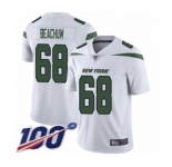 Men's New York Jets #68 Kelvin Beachum White Vapor Untouchable Limited Player 100th Season Football Jersey