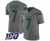 Men's New York Jets #7 Chandler Catanzaro Limited Gray Inverted Legend 100th Season Football Jersey