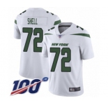 Men's New York Jets #72 Brandon Shell White Vapor Untouchable Limited Player 100th Season Football Jersey