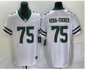 Men's New York Jets #75 Alijah Vera Tucker White 2023 FUSE Vapor Limited Throwback Stitched Jersey