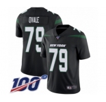 Men's New York Jets #79 Brent Qvale Black Alternate Vapor Untouchable Limited Player 100th Season Football Jersey