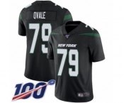 Men's New York Jets #79 Brent Qvale Black Alternate Vapor Untouchable Limited Player 100th Season Football Jersey