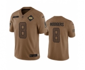 Men's New York Jets #8 Aaron Rodgers 2023 Brown Salute To Service Limited Football Stitched Jersey
