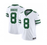 Men's New York Jets #8 Aaron Rodgers White 2023 F.U.S.E. Vapor Limited Throwback Stitched Football Jersey