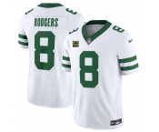 Men's New York Jets #8 Aaron Rodgers White 2023 F.U.S.E. With 4-Star C Patch Vapor Limited Throwback Stitched Football Jersey