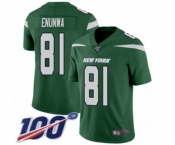 Men's New York Jets #81 Quincy Enunwa Green Team Color Vapor Untouchable Limited Player 100th Season Football Jersey