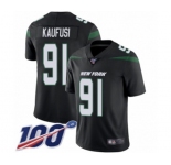 Men's New York Jets #91 Bronson Kaufusi Black Alternate Vapor Untouchable Limited Player 100th Season Football Jersey