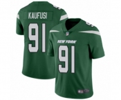 Men's New York Jets #91 Bronson Kaufusi Green Team Color Vapor Untouchable Limited Player Football Jersey