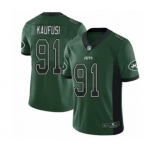 Men's New York Jets #91 Bronson Kaufusi Limited Green Rush Drift Fashion Football Jersey