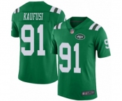 Men's New York Jets #91 Bronson Kaufusi Limited Green Rush Vapor Untouchable Football Jersey