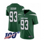 Men's New York Jets #93 Tarell Basham Green Team Color Vapor Untouchable Limited Player 100th Season Football Jersey