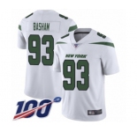 Men's New York Jets #93 Tarell Basham White Vapor Untouchable Limited Player 100th Season Football Jersey