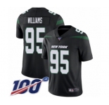 Men's New York Jets #95 Quinnen Williams Black Alternate Vapor Untouchable Limited Player 100th Season Football Jersey