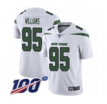 Men's New York Jets #95 Quinnen Williams White Vapor Untouchable Limited Player 100th Season Football Jersey