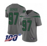 Men's New York Jets #97 Nathan Shepherd Limited Gray Inverted Legend 100th Season Football Jersey
