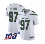 Men's New York Jets #97 Nathan Shepherd White Vapor Untouchable Limited Player 100th Season Football Jersey