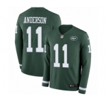 Men's Nike New York Jets #11 Robby Anderson Limited Green Therma Long Sleeve NFL Jersey